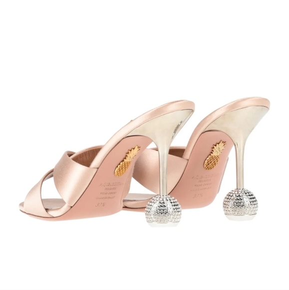 NIB Aquazzura Yes Darling Satin Mules - Picture 4 of 5